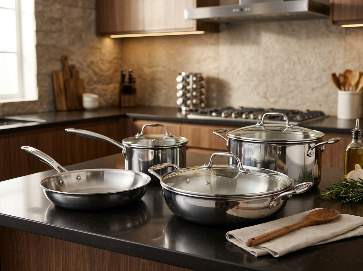 Stainless Steel Cookware Kadai Fry Pan Pot